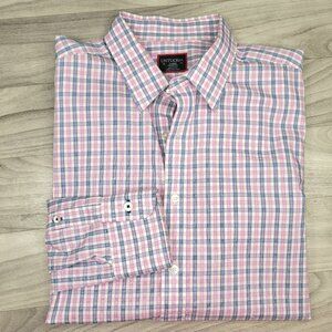 UNTUCKit Dolcetto WF Mens Large Pink Plaid Long Sleeve Button Up Reg Fit Shirt